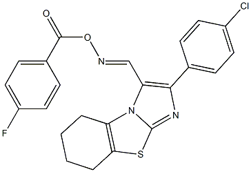2-(4-chlorophenyl)-3-({[(4-fluorobenzoyl)oxy]imino}methyl)-5,6,7,8-tetrahydroimidazo[2,1-b][1,3]benzothiazole Struktur