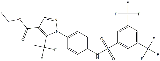 ethyl 1-[4-({[3,5-di(trifluoromethyl)phenyl]sulfonyl}amino)phenyl]-5-(trifluoromethyl)-1H-pyrazole-4-carboxylate Struktur