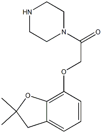 1-{[(2,2-dimethyl-2,3-dihydro-1-benzofuran-7-yl)oxy]acetyl}piperazine Struktur