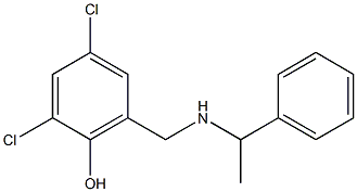 2,4-dichloro-6-{[(1-phenylethyl)amino]methyl}phenol Struktur