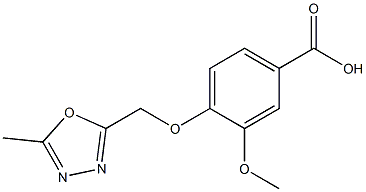 3-methoxy-4-[(5-methyl-1,3,4-oxadiazol-2-yl)methoxy]benzoic acid Struktur