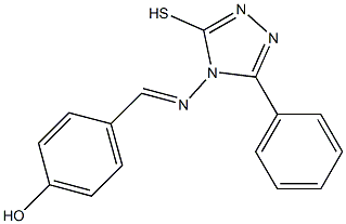 4-{[(3-phenyl-5-sulfanyl-4H-1,2,4-triazol-4-yl)imino]methyl}phenol Struktur