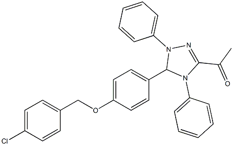 1-(5-{4-[(4-chlorobenzyl)oxy]phenyl}-1,4-diphenyl-4,5-dihydro-1H-1,2,4-triazol-3-yl)ethanone Struktur