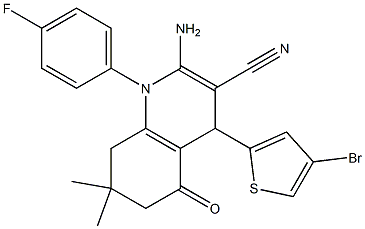2-amino-4-(4-bromo-2-thienyl)-1-(4-fluorophenyl)-7,7-dimethyl-5-oxo-1,4,5,6,7,8-hexahydro-3-quinolinecarbonitrile Struktur