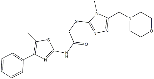 2-{[4-methyl-5-(4-morpholinylmethyl)-4H-1,2,4-triazol-3-yl]sulfanyl}-N-(5-methyl-4-phenyl-1,3-thiazol-2-yl)acetamide Struktur