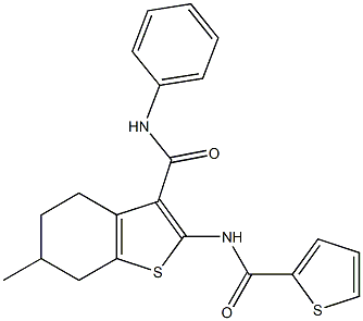 6-methyl-N-phenyl-2-[(2-thienylcarbonyl)amino]-4,5,6,7-tetrahydro-1-benzothiophene-3-carboxamide Struktur