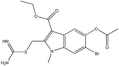 ethyl 5-(acetyloxy)-2-({[amino(imino)methyl]sulfanyl}methyl)-6-bromo-1-methyl-1H-indole-3-carboxylate Struktur