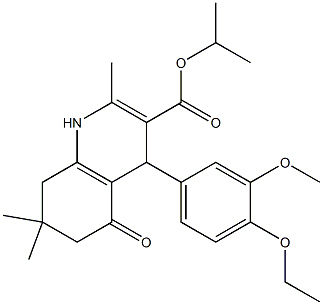 isopropyl 4-(4-ethoxy-3-methoxyphenyl)-2,7,7-trimethyl-5-oxo-1,4,5,6,7,8-hexahydro-3-quinolinecarboxylate Struktur