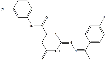 N-(3-chlorophenyl)-2-{[1-(4-fluorophenyl)ethylidene]hydrazono}-4-oxo-1,3-thiazinane-6-carboxamide Struktur