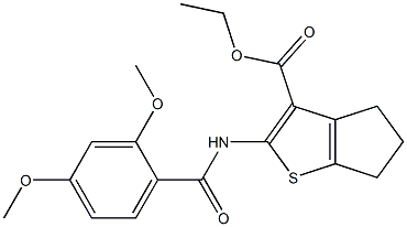 ethyl 2-[(2,4-dimethoxybenzoyl)amino]-5,6-dihydro-4H-cyclopenta[b]thiophene-3-carboxylate Struktur