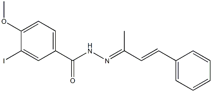 3-iodo-4-methoxy-N'-[(Z,2E)-1-methyl-3-phenyl-2-propenylidene]benzohydrazide Struktur
