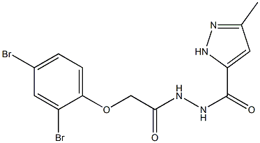 N'-[2-(2,4-dibromophenoxy)acetyl]-3-methyl-1H-pyrazole-5-carbohydrazide Struktur