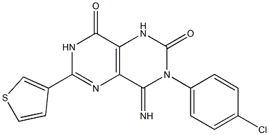 3-(4-chlorophenyl)-4-imino-6-(3-thienyl)-1,3,4,7-tetrahydropyrimido[5,4-d]pyrimidine-2,8-dione Struktur