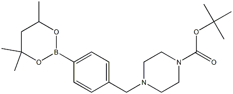 tert-Butyl 4-[4-(4,4,6-trimethyl-1,3,2-dioxaborinan-2-yl)benzyl]piperazine-1-carboxylate Struktur