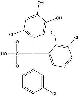 (3-Chlorophenyl)(2,3-dichlorophenyl)(6-chloro-3,4-dihydroxyphenyl)methanesulfonic acid Struktur