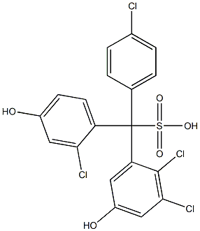(4-Chlorophenyl)(2-chloro-4-hydroxyphenyl)(2,3-dichloro-5-hydroxyphenyl)methanesulfonic acid Struktur