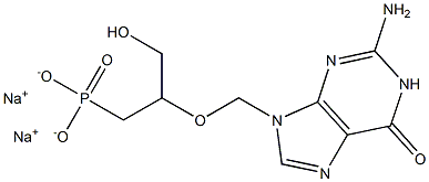 2-[[(2-Amino-1,9-dihydro-6-oxo-6H-purin)-9-yl]methoxy]-3-hydroxypropylphosphonic acid disodium salt Struktur