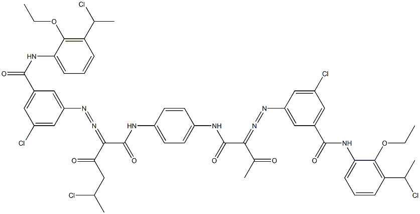 3,3'-[2-(1-Chloroethyl)-1,4-phenylenebis[iminocarbonyl(acetylmethylene)azo]]bis[N-[3-(1-chloroethyl)-2-ethoxyphenyl]-5-chlorobenzamide] Struktur
