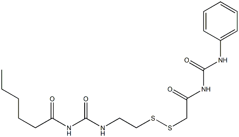 1-Hexanoyl-3-[2-[[(3-phenylureido)carbonylmethyl]dithio]ethyl]urea Struktur