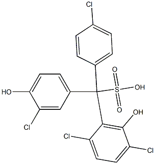 (4-Chlorophenyl)(3-chloro-4-hydroxyphenyl)(2,5-dichloro-6-hydroxyphenyl)methanesulfonic acid Struktur