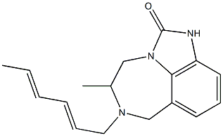 4,5,6,7-Tetrahydro-5-methyl-6-[(2E,4E)-2,4-hexadienyl]imidazo[4,5,1-jk][1,4]benzodiazepin-2(1H)-one Struktur