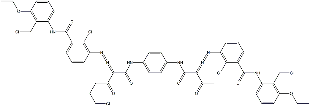 3,3'-[2-(2-Chloroethyl)-1,4-phenylenebis[iminocarbonyl(acetylmethylene)azo]]bis[N-[2-(chloromethyl)-3-ethoxyphenyl]-2-chlorobenzamide] Struktur