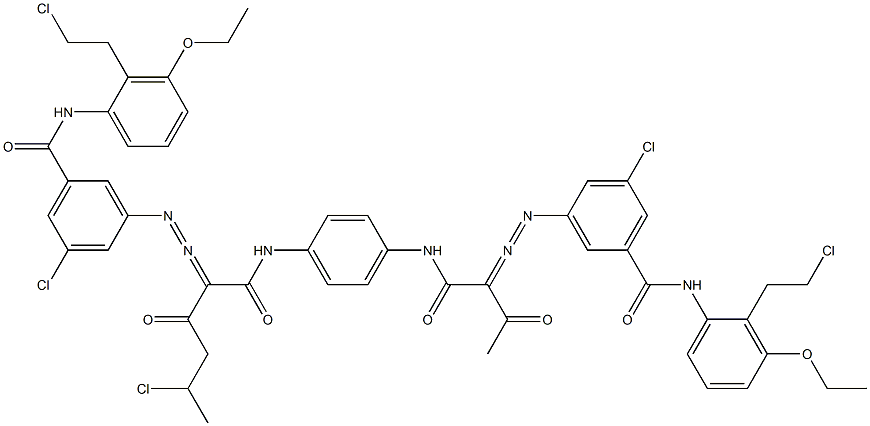 3,3'-[2-(1-Chloroethyl)-1,4-phenylenebis[iminocarbonyl(acetylmethylene)azo]]bis[N-[2-(2-chloroethyl)-3-ethoxyphenyl]-5-chlorobenzamide] Struktur