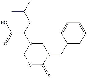 4-Methyl-2-[(5-benzyl-6-thioxotetrahydro-2H-1,3,5-thiadiazin)-3-yl]pentanoic acid Struktur