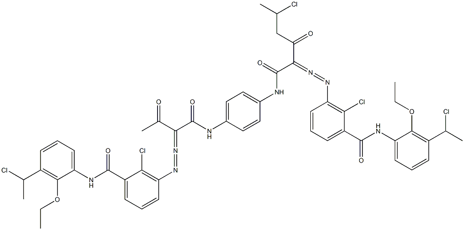 3,3'-[2-(1-Chloroethyl)-1,4-phenylenebis[iminocarbonyl(acetylmethylene)azo]]bis[N-[3-(1-chloroethyl)-2-ethoxyphenyl]-2-chlorobenzamide] Struktur