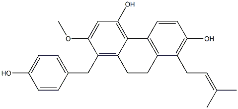 9,10-Dihydro-2-methoxy-8-(3-methyl-2-butenyl)-1-(4-hydroxybenzyl)phenanthrene-4,7-diol Struktur