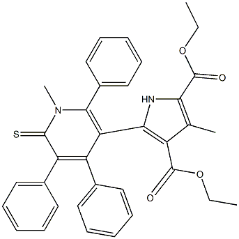 3-Methyl-5-[[1,6-dihydro-1-methyl-6-thioxo-2,4,5-triphenylpyridin]-3-yl]-1H-pyrrole-2,4-dicarboxylic acid diethyl ester Structure