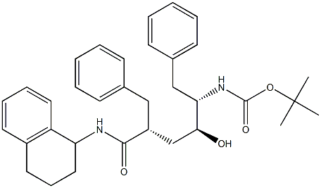 (2R,4S,5S)-2-Benzyl-5-(tert-butyloxycarbonylamino)-N-[(1,2,3,4-tetrahydronaphthalen)-1-yl]-4-hydroxy-6-phenylhexanamide Struktur