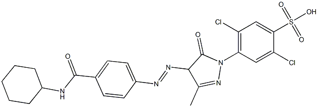 2,5-Dichloro-4-[[4-[[4-[(cyclohexylamino)carbonyl]phenyl]azo]-4,5-dihydro-3-methyl-5-oxo-1H-pyrazol]-1-yl]benzenesulfonic acid Struktur