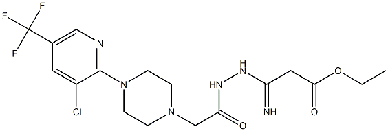 ethyl 3-[2-(2-{4-[3-chloro-5-(trifluoromethyl)-2-pyridinyl]piperazino}acetyl)hydrazino]-3-iminopropanoate Struktur