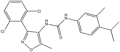 N-[3-(2,6-dichlorophenyl)-5-methyl-4-isoxazolyl]-N'-(4-isopropyl-3-methylphenyl)urea Struktur