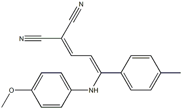 2-[3-(4-methoxyanilino)-3-(4-methylphenyl)prop-2-enylidene]malononitrile Struktur