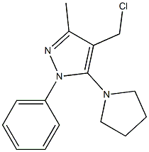 4-(chloromethyl)-3-methyl-1-phenyl-5-(pyrrolidin-1-yl)-1H-pyrazole Struktur