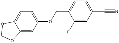 4-[(2H-1,3-benzodioxol-5-yloxy)methyl]-3-fluorobenzonitrile Struktur