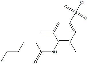 4-hexanamido-3,5-dimethylbenzene-1-sulfonyl chloride Struktur