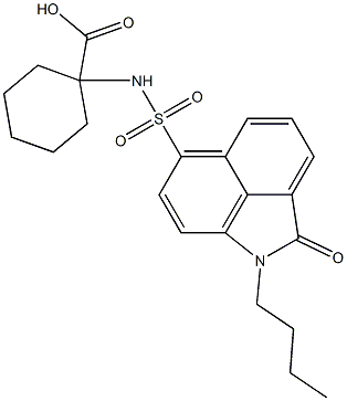 1-{[(1-butyl-2-oxo-1,2-dihydrobenzo[cd]indol-6-yl)sulfonyl]amino}cyclohexanecarboxylic acid Struktur