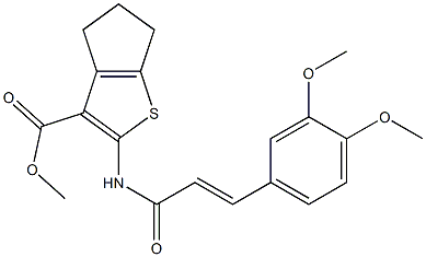 methyl 2-{[3-(3,4-dimethoxyphenyl)acryloyl]amino}-5,6-dihydro-4H-cyclopenta[b]thiophene-3-carboxylate Struktur