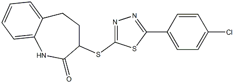 3-{[5-(4-chlorophenyl)-1,3,4-thiadiazol-2-yl]sulfanyl}-1,3,4,5-tetrahydro-2H-1-benzazepin-2-one Struktur