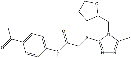 N-(4-acetylphenyl)-2-{[5-methyl-4-(tetrahydrofuran-2-ylmethyl)-4H-1,2,4-triazol-3-yl]sulfanyl}acetamide Struktur