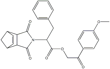 2-(4-methoxyphenyl)-2-oxoethyl 2-(3,5-dioxo-4-azatricyclo[5.2.1.0~2,6~]dec-8-en-4-yl)-3-phenylpropanoate Struktur