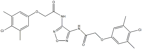 2-(4-chloro-3,5-dimethylphenoxy)-N-(4-{[2-(4-chloro-3,5-dimethylphenoxy)acetyl]amino}-1,2,5-oxadiazol-3-yl)acetamide Struktur