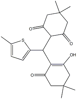 2-[(2-hydroxy-4,4-dimethyl-6-oxo-1-cyclohexen-1-yl)(5-methyl-2-thienyl)methyl]-5,5-dimethyl-1,3-cyclohexanedione Struktur