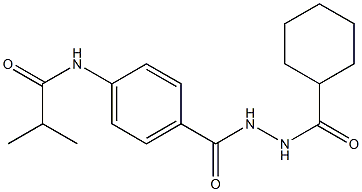 N-(4-{[2-(cyclohexylcarbonyl)hydrazino]carbonyl}phenyl)-2-methylpropanamide Struktur
