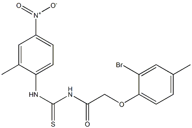 N-[2-(2-bromo-4-methylphenoxy)acetyl]-N'-(2-methyl-4-nitrophenyl)thiourea Struktur