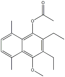 1-Acetoxy-2-ethyl-3-ethyl-4-methoxy-5-methyl-8-methylnaphthalene Struktur