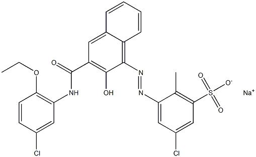 3-Chloro-6-methyl-5-[[3-[[(3-chloro-6-ethoxyphenyl)amino]carbonyl]-2-hydroxy-1-naphtyl]azo]benzenesulfonic acid sodium salt Struktur
